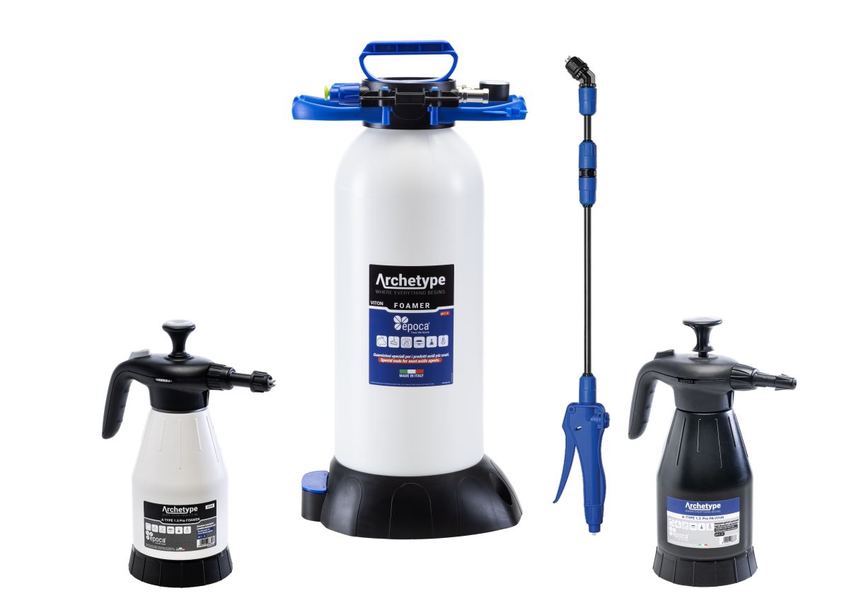 Epoca Archetype Pressure and Foamer Sprayers for professional cleaning, and car care