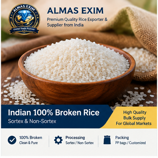 Indian 100% Broken Rice Sortex and Non Sortex